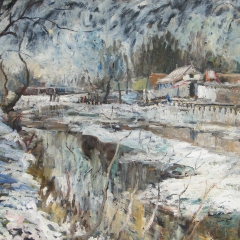 B.Simon Ferenc: Margitsziget, olaj festmény, 70x56 cm